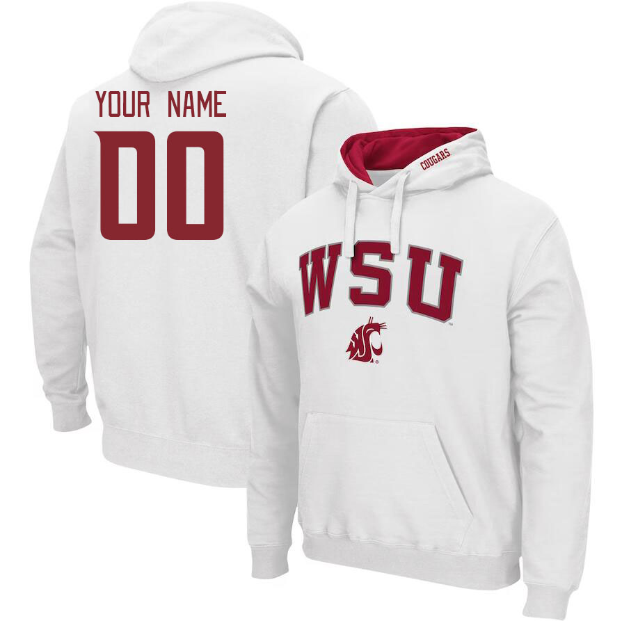 Custom Washington State Cougars Name And Number College Hoodie-White - Click Image to Close